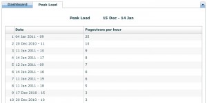 Peak Load Report Screen Shot