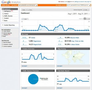 Google Analytics dashboard example for the SAP NetWeaver Portal
