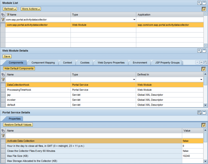 Activity Data Collector Services on NW 7.3 Portal