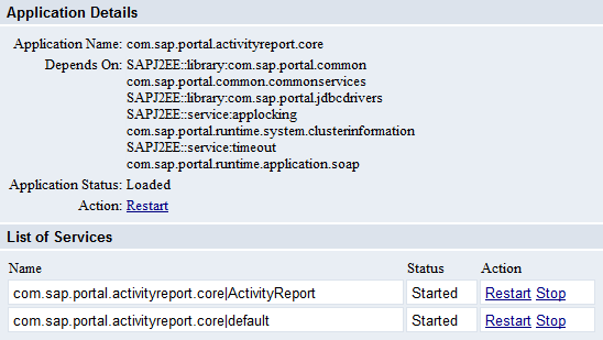 SAP Portal Activity Report Service Status on NW 7.0 Portal