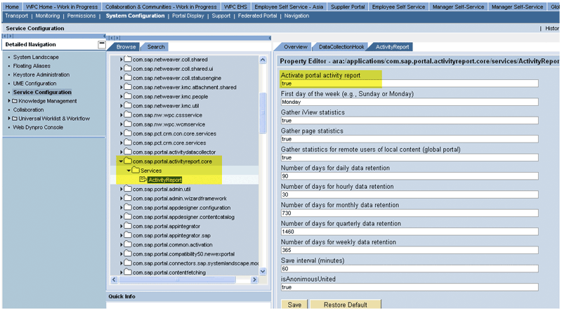 Turn off Portal Activity Report