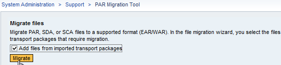 How to add files from imported transport package in NW 7.30 Par Migration Tool