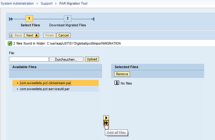 Download location to download and migrated files in NW 7.30 PAR Migration Tool